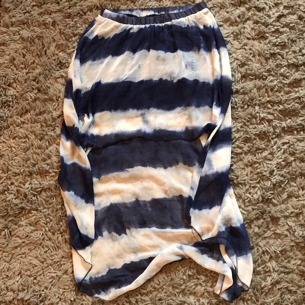 Forever 21 High Low Sheer Blue White Tie Dye Skirt